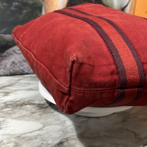 HERMES Fourre Tout Red Canvas Tote / Shopping Bag. In GUC - Picture 9 of 14